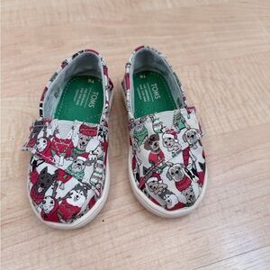 TOMS Kids' Moccasins In Glacier Print - Red and White